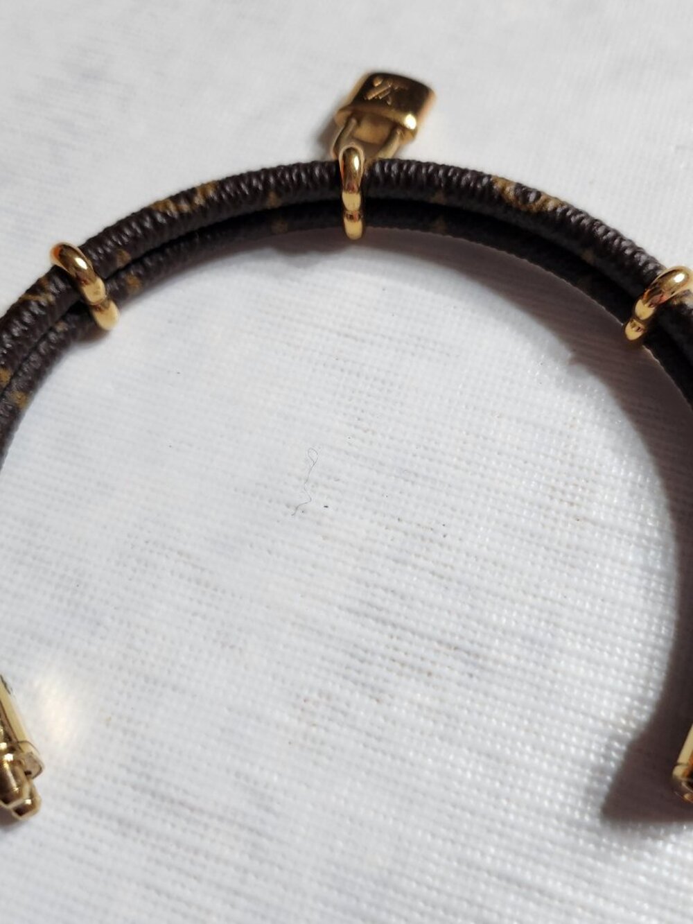 Louis Vuitton “Keep It Twice” Monogram Canvas Bracelet With Padlock Charm View 3